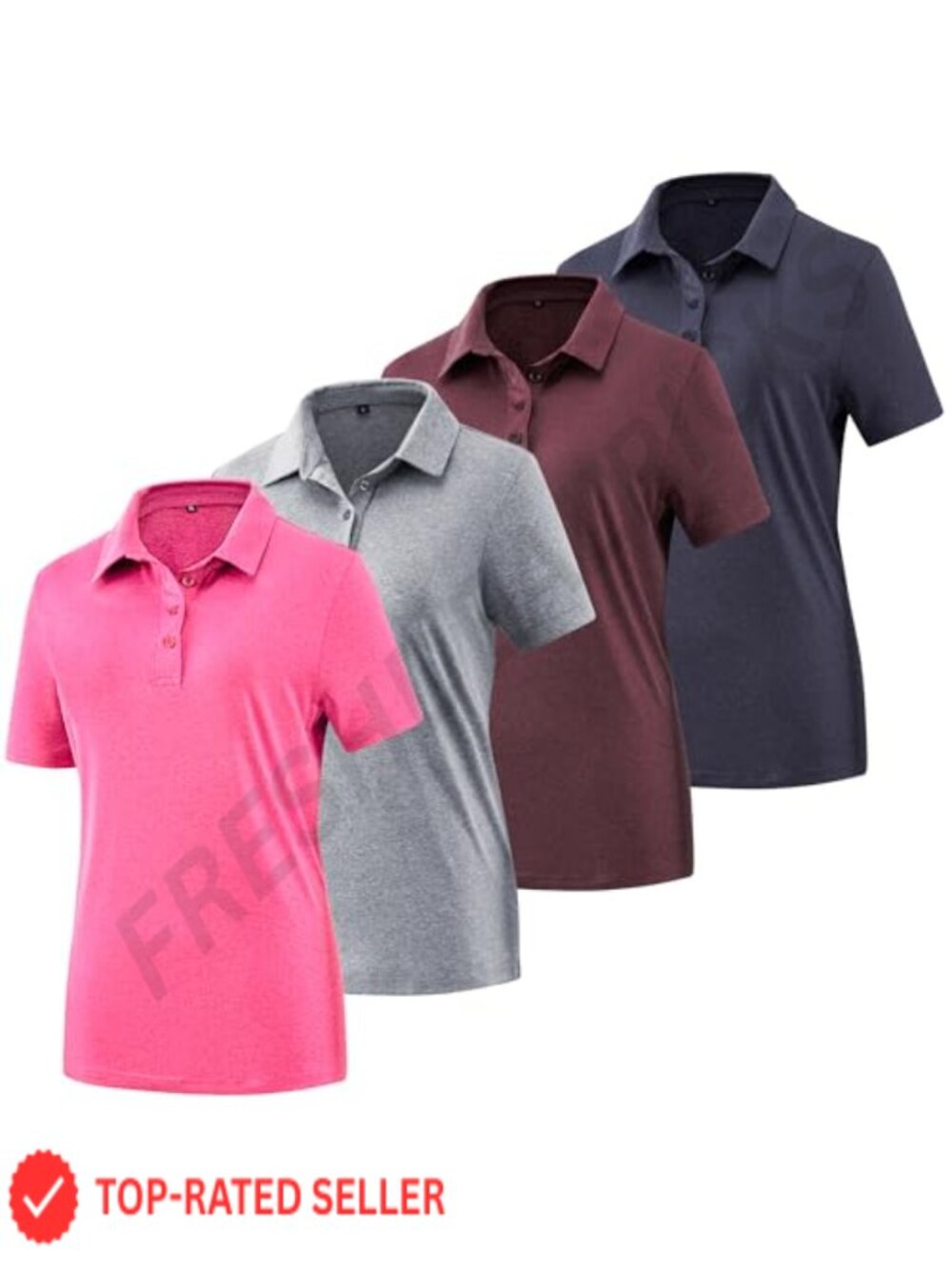 Women's Polo Shirts Short Sleeve Collared Golf Work Tops 4 Pack